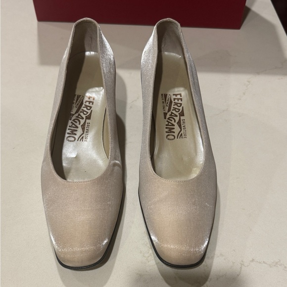 Salvatore Ferragamo Silk pumps with crystals in heels- stunning for a bride! - Picture 2 of 13